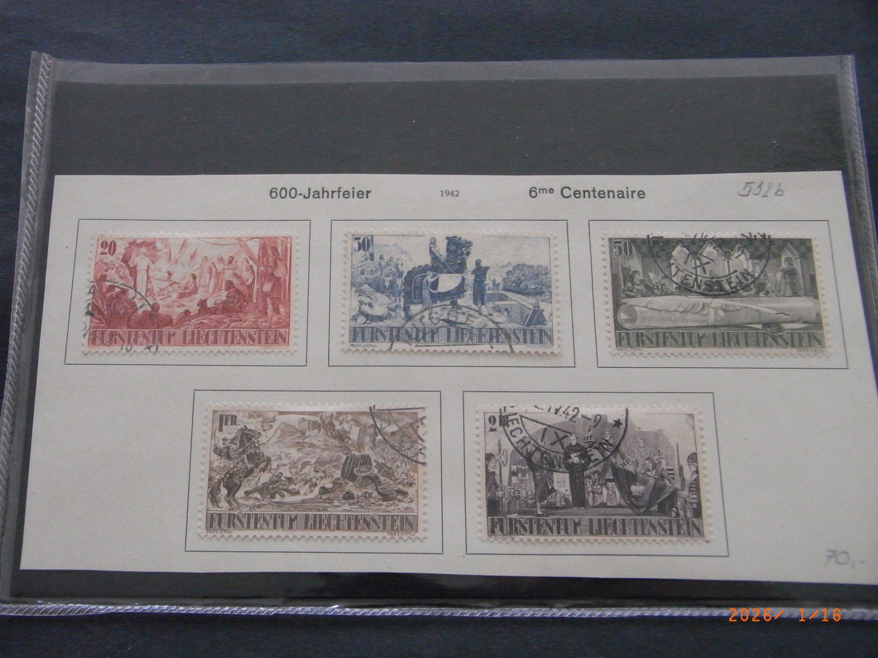 Tutti i francobolli: Fl 1942 166-170 g. Satz – Usato da Ittigen venduto da shetland