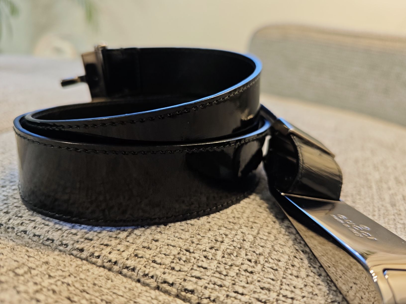 Gucci Cinture: Gucci Belt Black Leather Silver Buckle Interlocking G 90cm – Usato da Zürich venduto da alu_dzr7 2