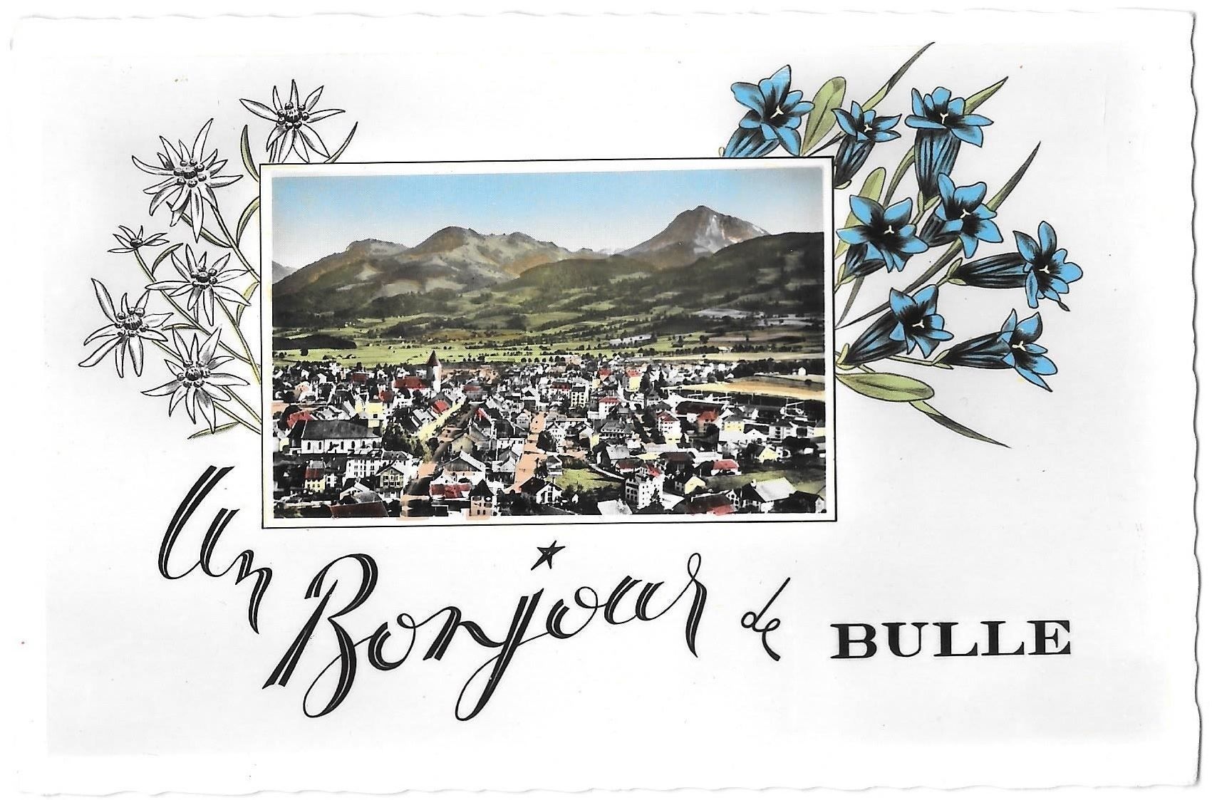 Cartes postales: Bulle un Bonjour verziert mit Blumen – D'occasion à Olten par clotaldi