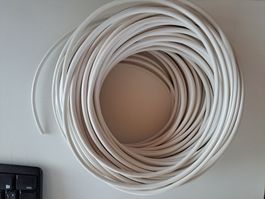 Weisses Elektrokabel, grosse Rolle   50m Litze 6mm2