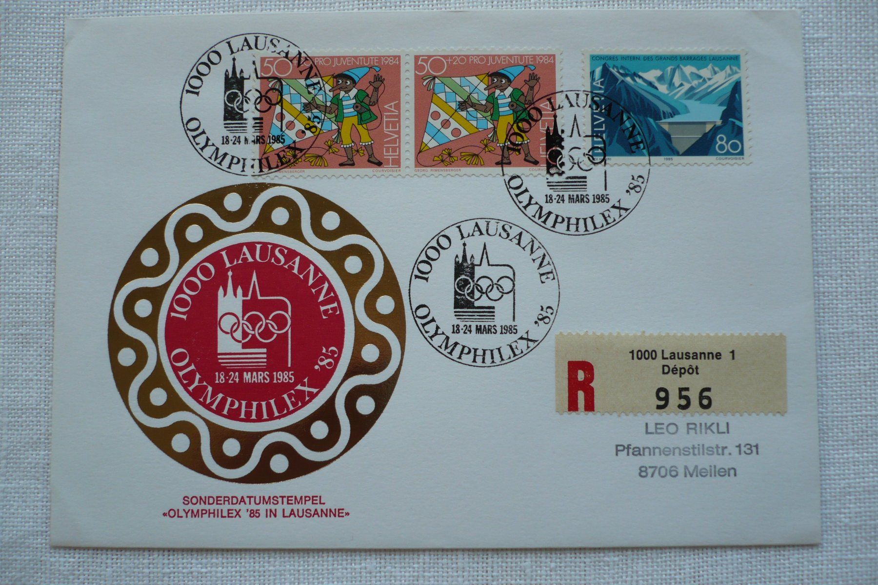 Alle Briefmarken: 1985 OLYMPHILEX '85, Lausanne – Gebraucht aus Zürich von saltandpepper008