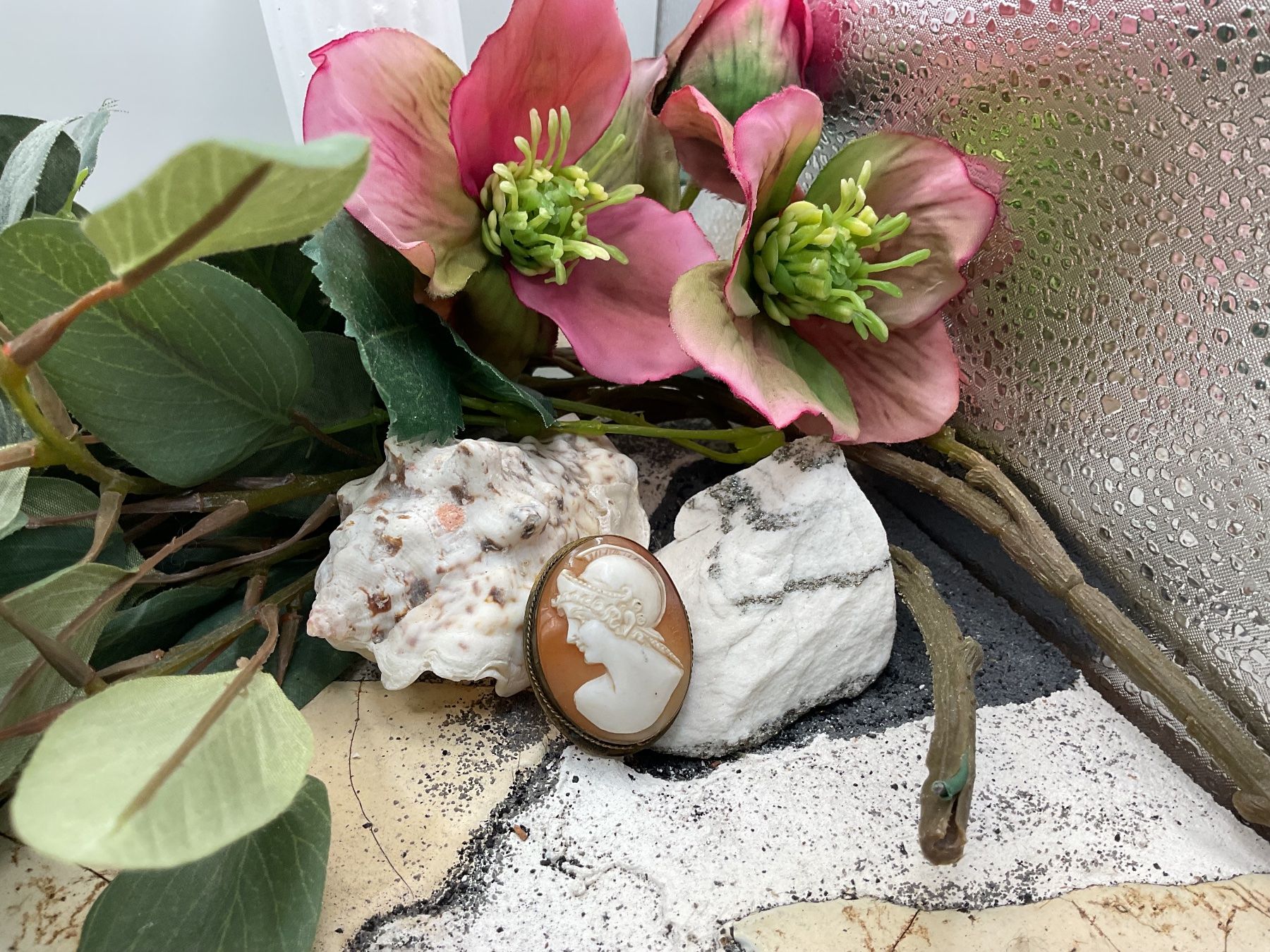Spille & Fermagli: Antike Brosche Muschelgemme in Messing – Usato da luzern venduto da Alpendorf1 2