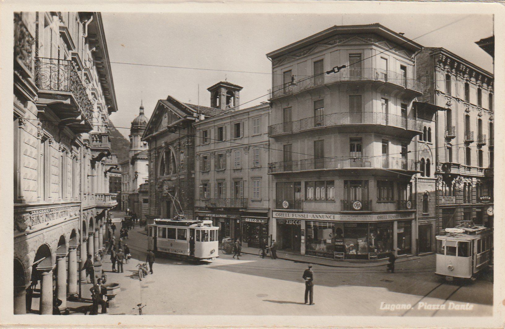 Ansichtskarten: Lugano Piazza mit 2 Trams – Gebraucht aus Rorschacherberg von fratovi2