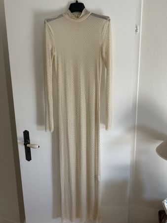 Robe longue transparente beige à strass taille S état neuf
