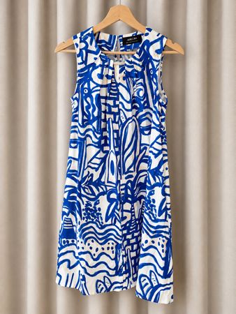 Marc Cain – Robe d’été bleu & blanc – T. N1 / 34