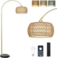 Bogenlampe Stehlampe Rattanleuchte dimmbar mit LED und App