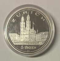 Silbermedaille 5 Unzen Feinsilber 999.0 1990 Helvetia Zürich