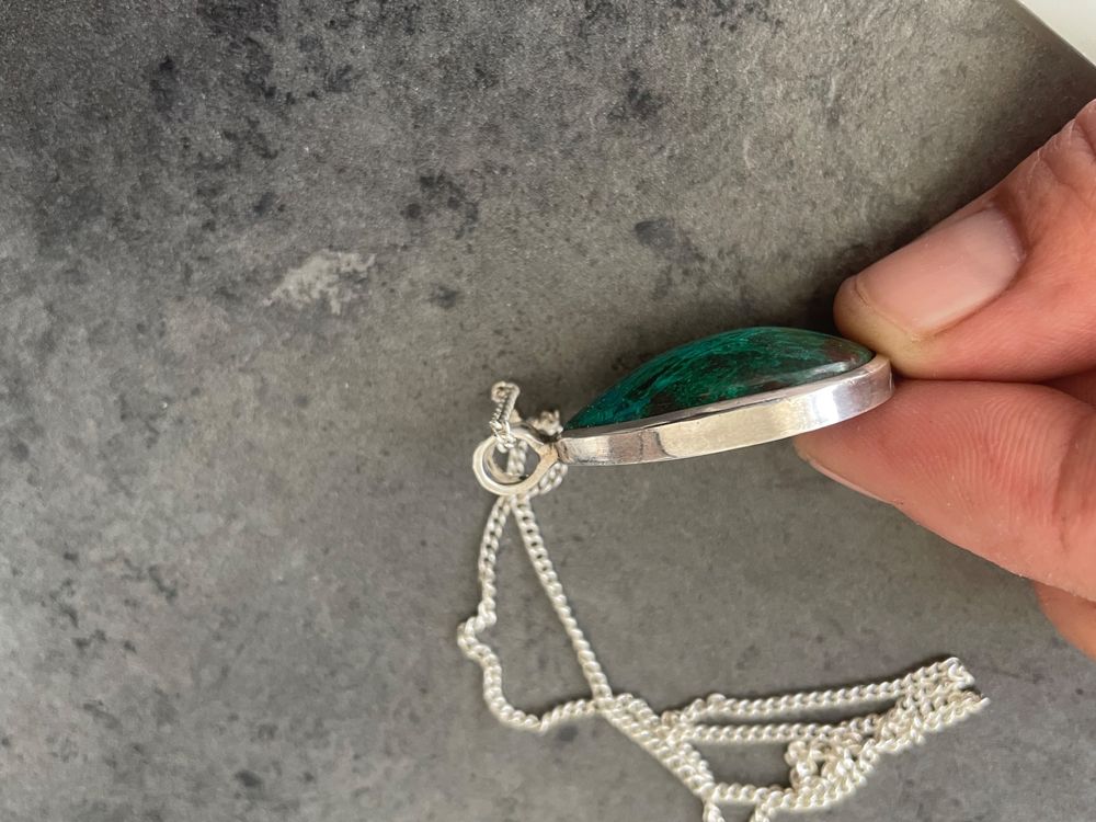 Pendentif Ancien En Argent Sterling Et Pierre - Bijou Vintage - Occasion