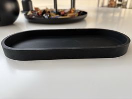 Dekotablett oval schwarz aus Kunststoff / Neu