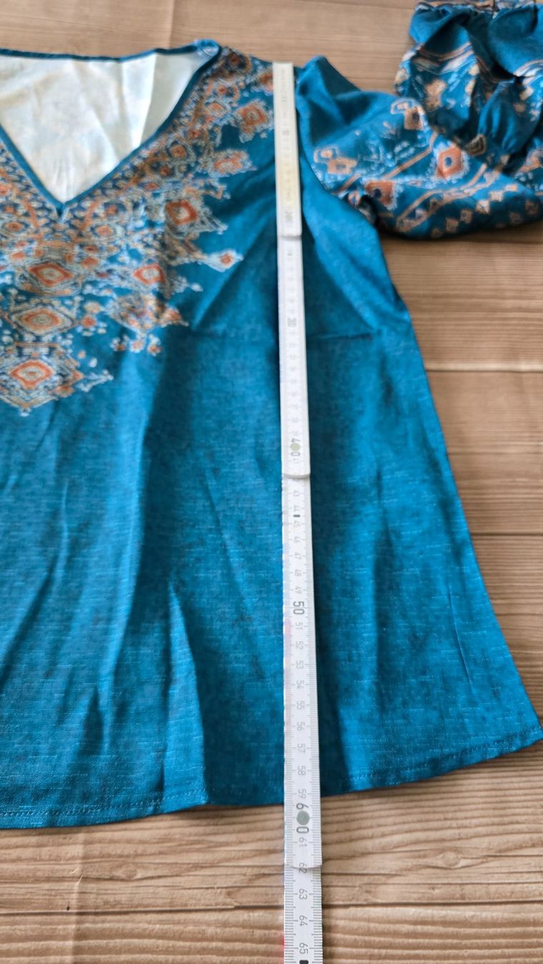 Camicette: Boho-Bluse mit Ethno-Muster - M - Petrol 4️⃣ – Nuovo (secondo la descrizione) da Thalwil venduto da VitaMini 6