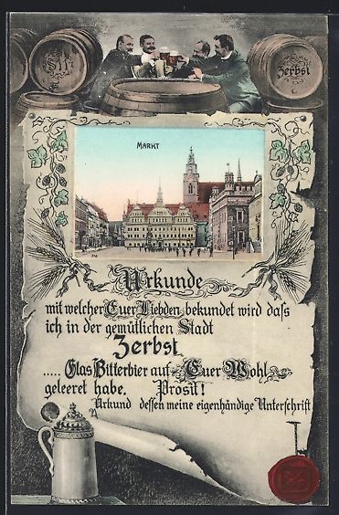 Cartoline postali: Grusskarten-AK Zerbst, Markt, Passeparto – Usato da Berlin venduto da bartko-reher