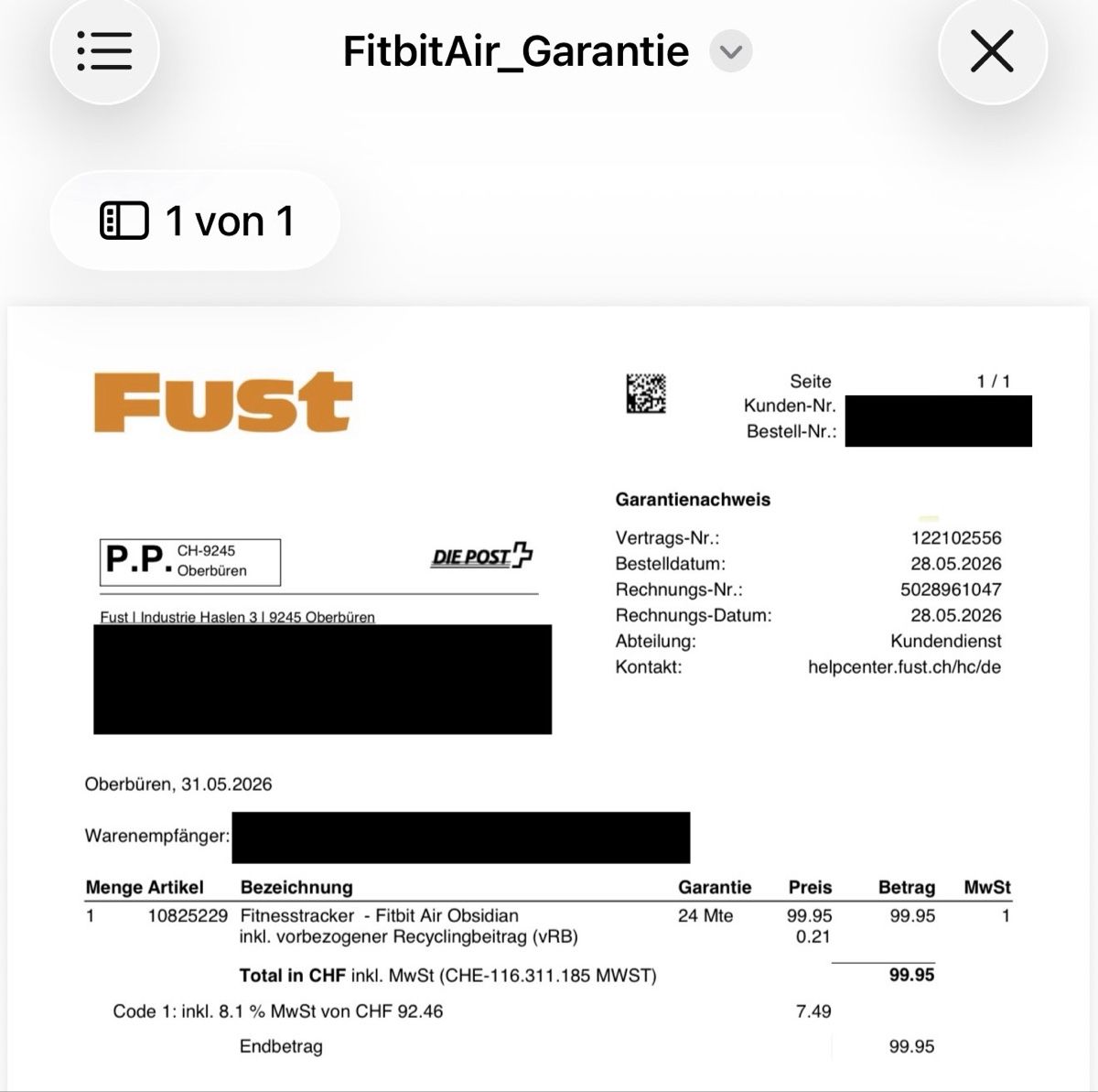 Fitbit Smartwatch: Google Fitbit Air – Gebraucht aus St. Gallen von dan_dh2y 5