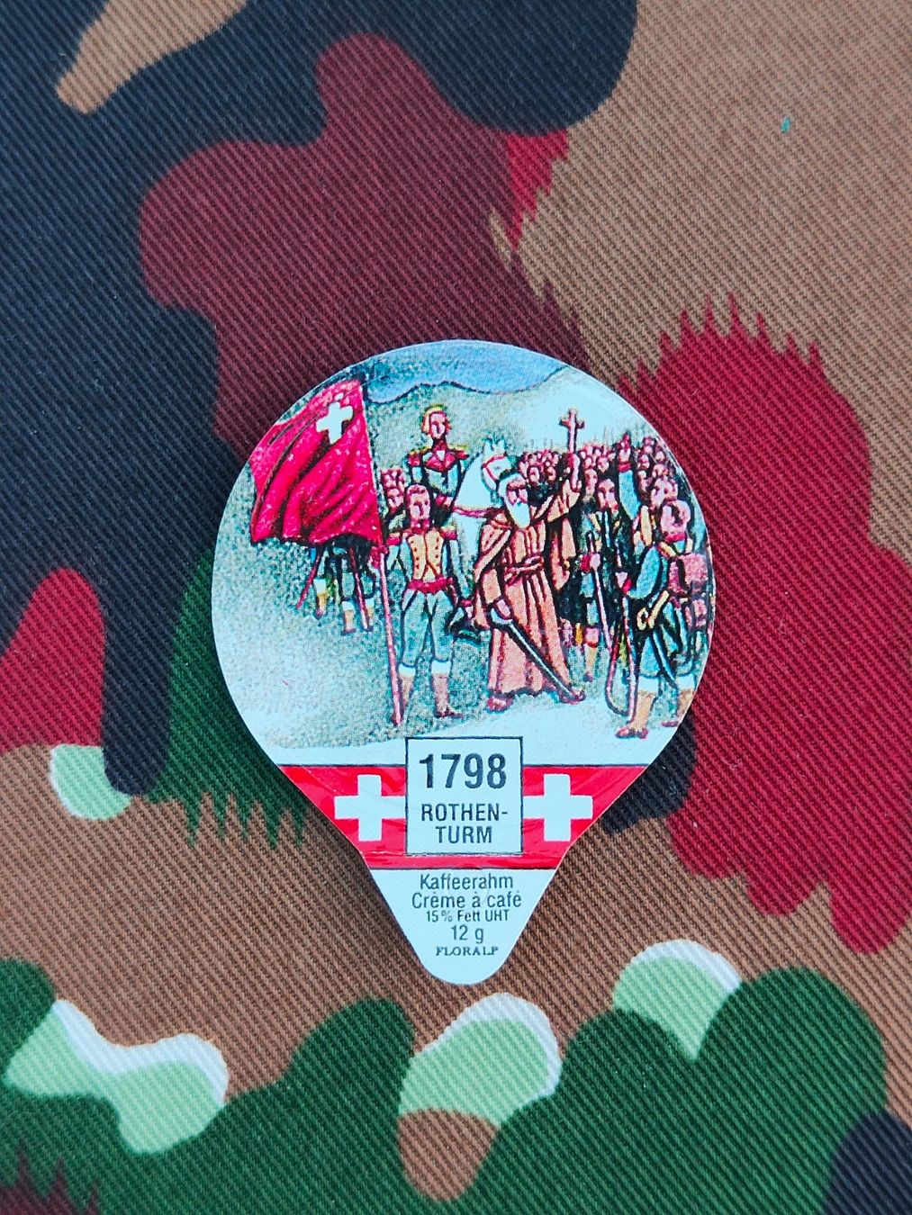 Coperchi dei cremini per caffè: Kaffeerahmdeckel 1798 ROTHEN-TURM – Usato da Bauma venduto da SwissMilitaria