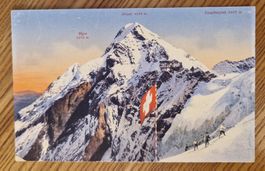 Jungfraujoch, Schweizerfahne, Verlag M.Schild-Bichsel,Brienz