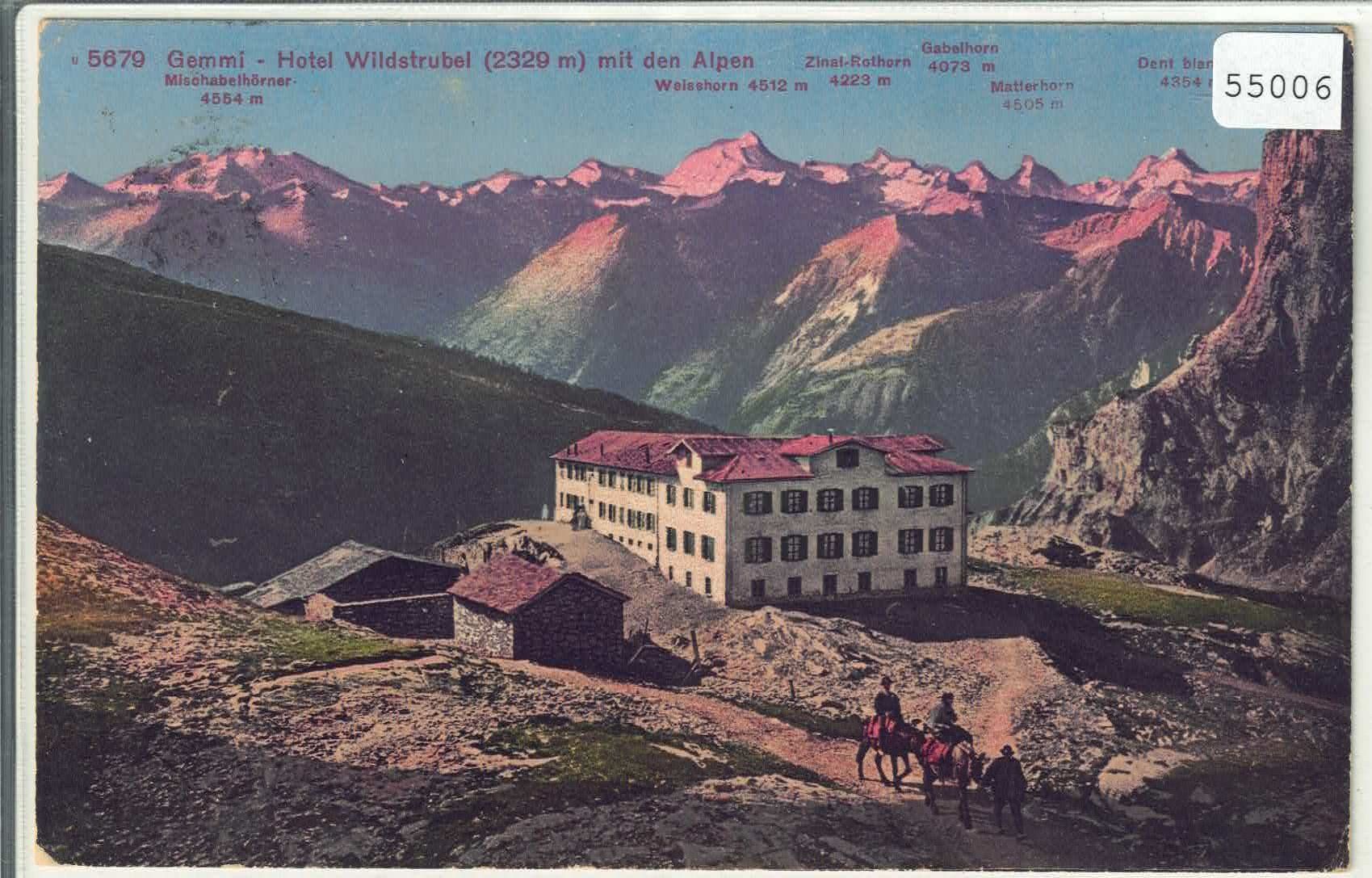 Cartoline postali: Gemmi - Hotel Wildstrubel mit den Alpen - Litho – Usato da Ettingen venduto da Kartenplanet