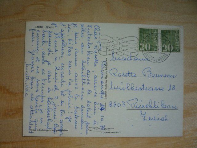 Cartoline postali: Brienz, 14.10.79 – Usato da Rieden SG venduto da Brockehuesli 1