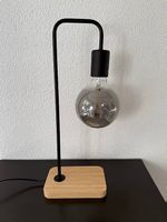 lampe de table bambou/métal noir