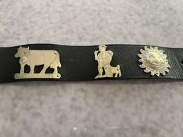 Vintage Ledergürtel Trachtengürtel, Länge 81cm, Schwarz