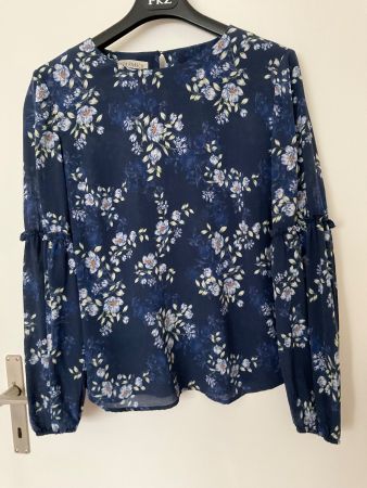 UTA RAASCH für Peter Hahn Seiden Bluse Gr 36/38 blau Blumen