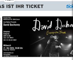 David Duchovny Konzert Ticket 21.10.