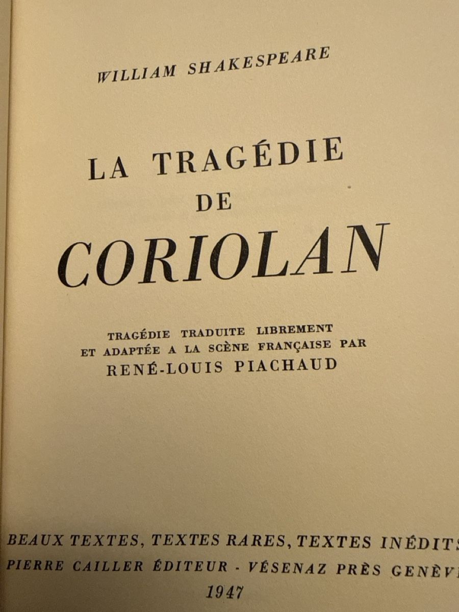 Libri: SHAKESPEAR Livre Coriolan – Usato da Schmitten FR venduto da Hohezelg 1