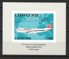 Gedenkblatt Luftpostausstellung LUPO Luzern 1972 **