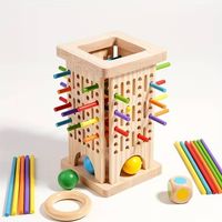 Jeu d'adresse 2-en-1 en bois coloré (37 pièces), Neuf !