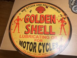 Golden Shell Blechschild Retro