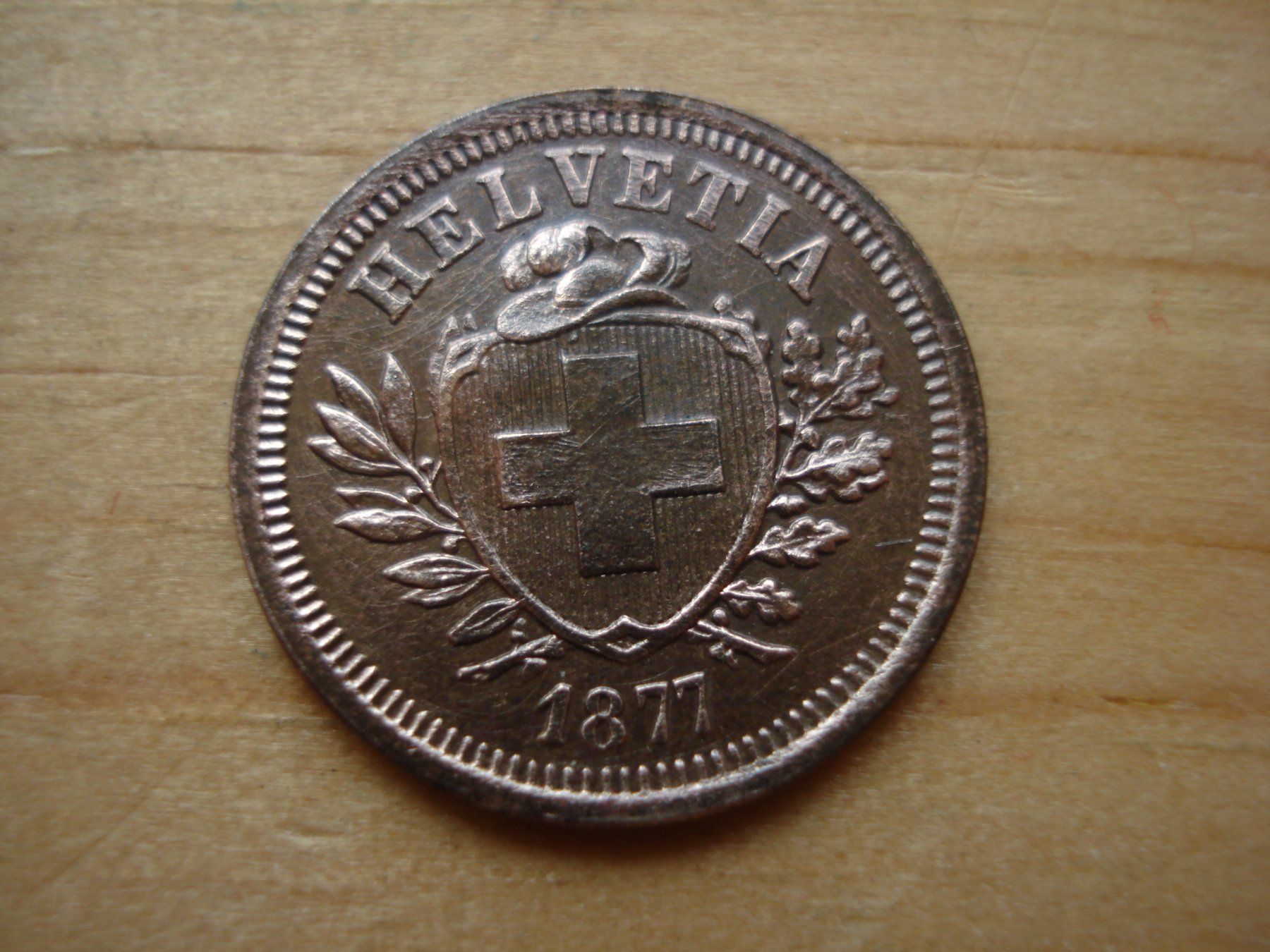 Alle Münzen: (N1) 1 Rappen  1877  UNZ- – Gebraucht aus Erlach von Net-Coins