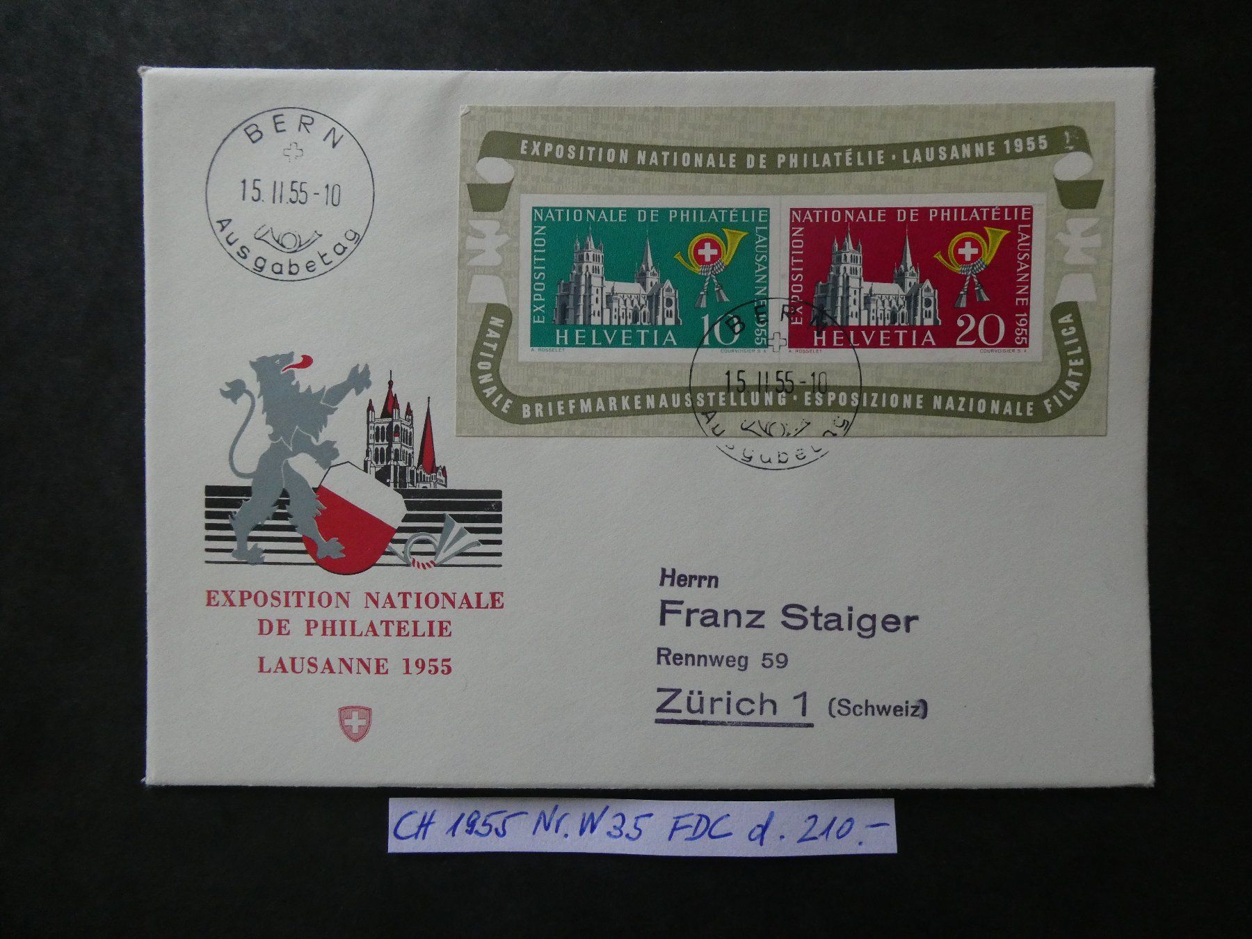 Tutti i francobolli: CH 1955 Nr. W35 auf FDC d – Usato da Lausen venduto da Herbamare01