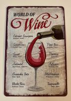 Vintage Wein-Metallschild "World of Wine" für Weinkenner