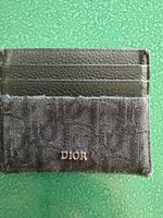 Portacarte Dior Oblique tela jacquard e pelle nero