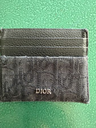 Portacarte Dior Oblique tela jacquard e pelle nero