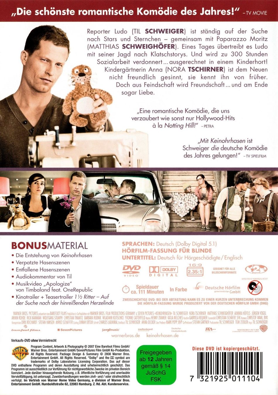 Tutti i DVDs: Keinohrhasen / Til  Schweiger / Nora Tschirner – Nuovo e nell'imballaggio originale da Füllinsdorf venduto da VIDEO-ARCHIVES 1