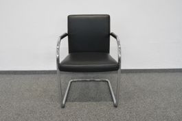 Vitra Visasoft Freischwinger Premium Leder Schwarz