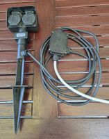Gartensteckdose mit Erdspiess 2x Steckdose Kabel vorhanden