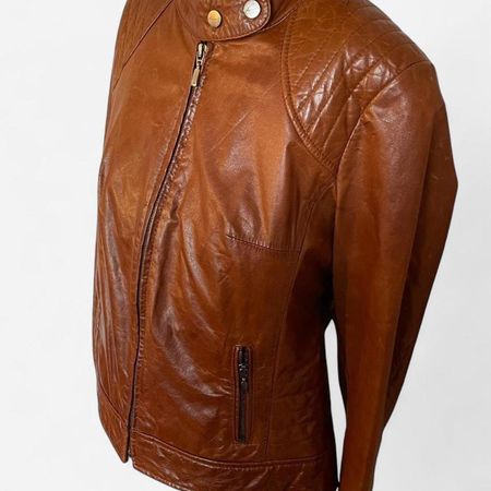 Veste cuir marron femme - Taille 44