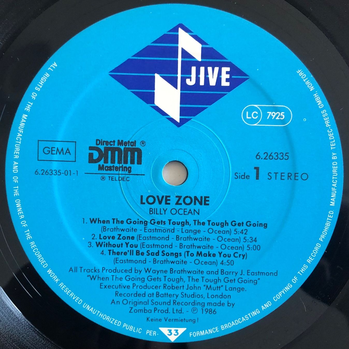 Dischi in vinile: BILLY OCEAN - LOVE ZONE – Usato da Poliez-Pittet venduto da Newtown-Records 2