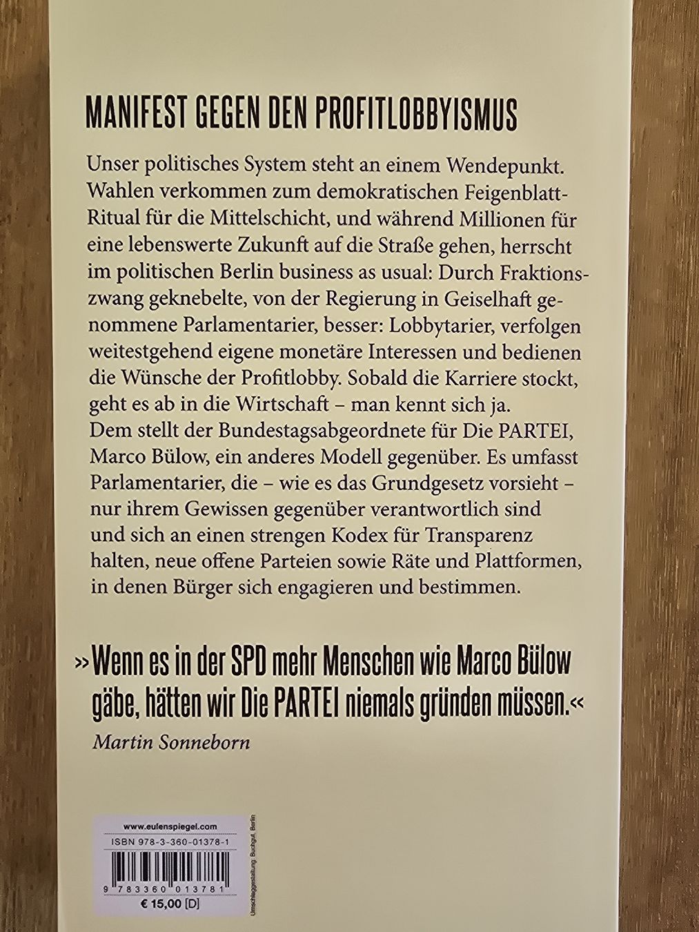 Libri: Lobbyland von Marco Bülow – Nuovo e nell'imballaggio originale da Zürich venduto da thisis4you 1