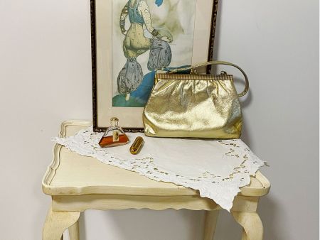 Abendtäschchen Leder Gold VINTAGE 1970s