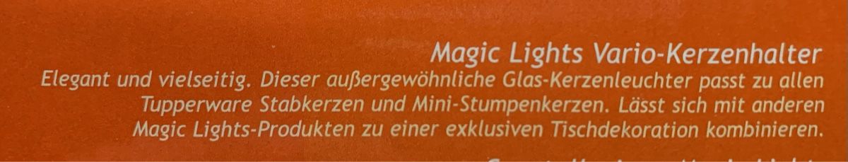 Portacandele: Tupperware Magic Light Kerzenständer – Usato da Bonaduz venduto da Schnueff0 5