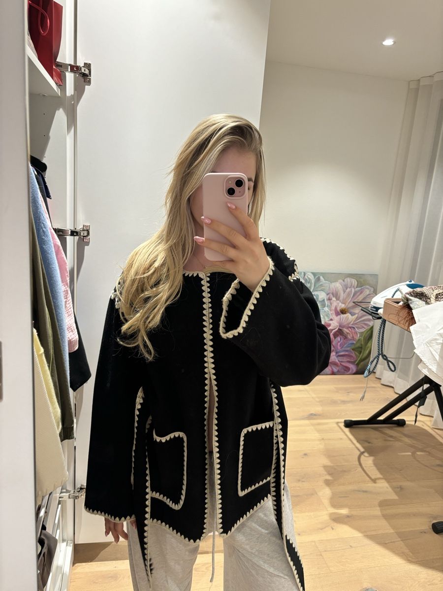Only Cappotti: Strickjacke Only schwarz weiss mit Bindegürtel Grösse M – Nuovo (secondo la descrizione) da lenzburg venduto da Micky30 3