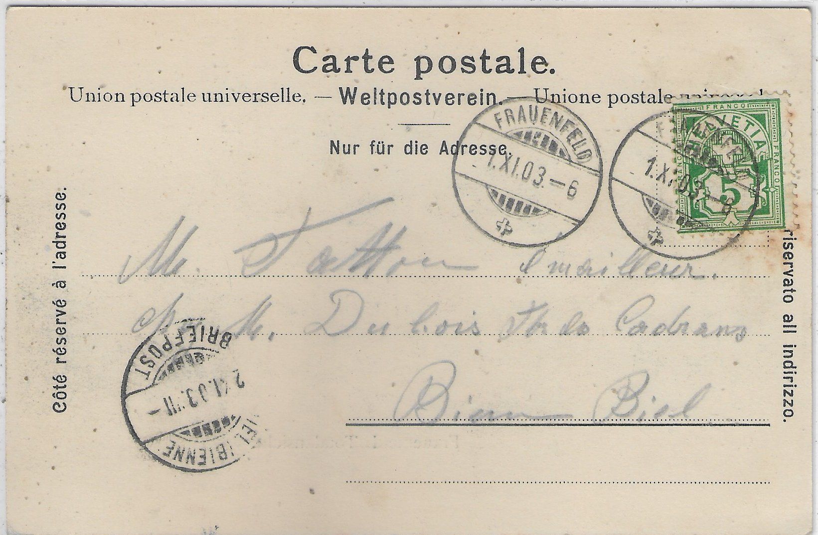Cartoline postali: Frauenfeld - Totalansicht mit Bahnhof – Usato da Ettingen venduto da Kartenplanet 1