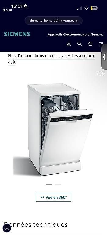 Siemens Lavastoviglie: Lave-vaisselle 45cm SIEMENS – Usato da Genève venduto da mbu_6j29 2