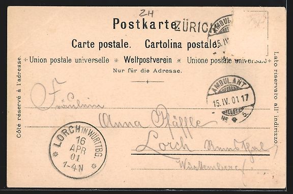 Cartoline postali: Litho Winterthur, Wald, Aussichtsthurm,  – Usato da Berlin venduto da bartko-reher 1