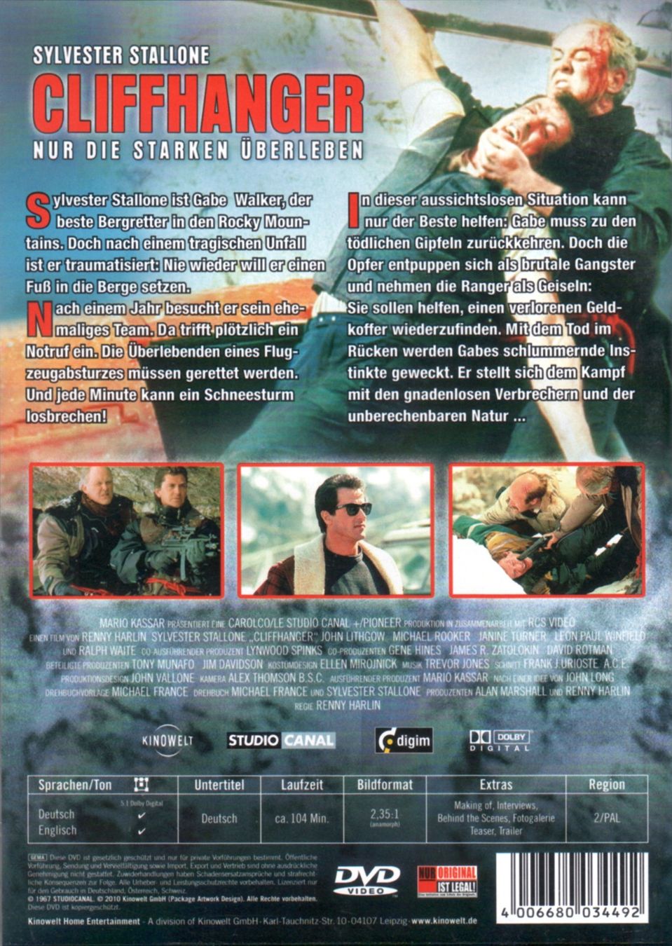 Alle DVDs: DVD: Cliffhanger (mit Sylvester Stallone, John Lithgow) – Gebraucht aus Tägerig von fil_f8k6 1