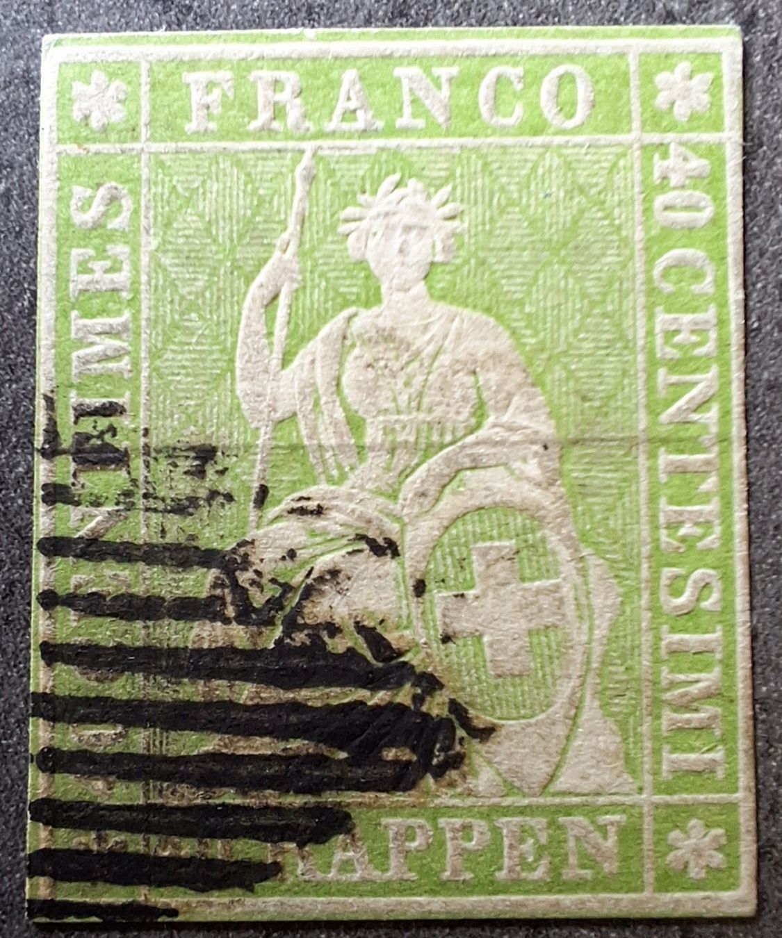 Tutti i francobolli: Strubel 26C mit Befund Kat. 140.- – Usato da Balgach venduto da SIMEON27