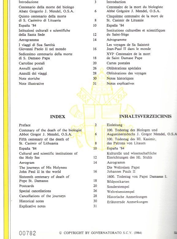 Tous les timbres: Jahrbuch Vatikan 1984 ** – Neuf (Voir description) à Bottmingen par Golferin 4