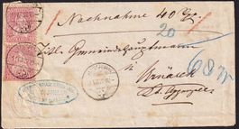 1872: Sitzende Helvetia Nr. 38 im Paar, auf NN-Tübeli-Brief