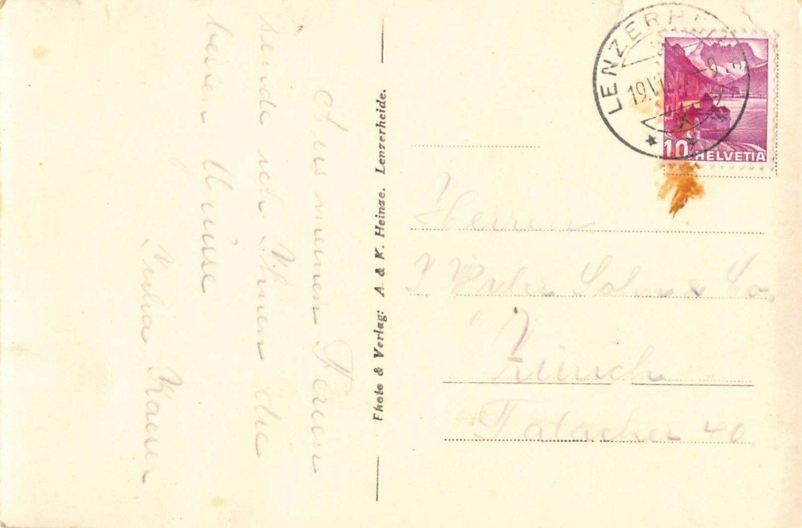 Cartoline postali: Gruss aus dem Bündnerland: LENZERHEIDSEE – Usato da Winterthur venduto da SchatzchischtliWinti 1